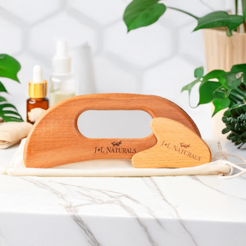 Facial Gua Sha Kit — Natural Wood Massage