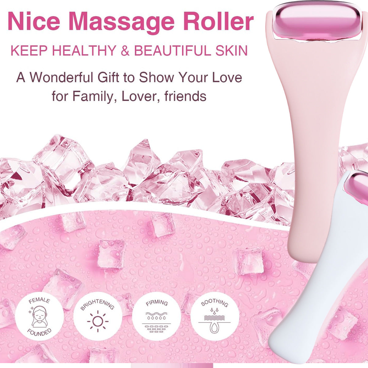 Rodillo de Hielo Facial Rose Gold — Terapia Fría para Rostro y Cuerpo