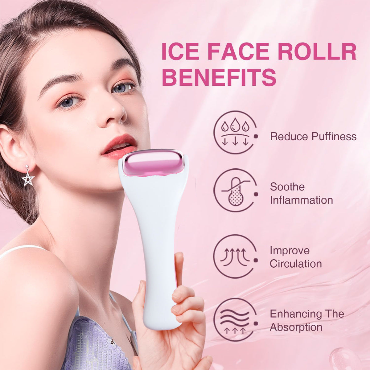 Rodillo de Hielo Facial Rose Gold — Terapia Fría para Rostro y Cuerpo