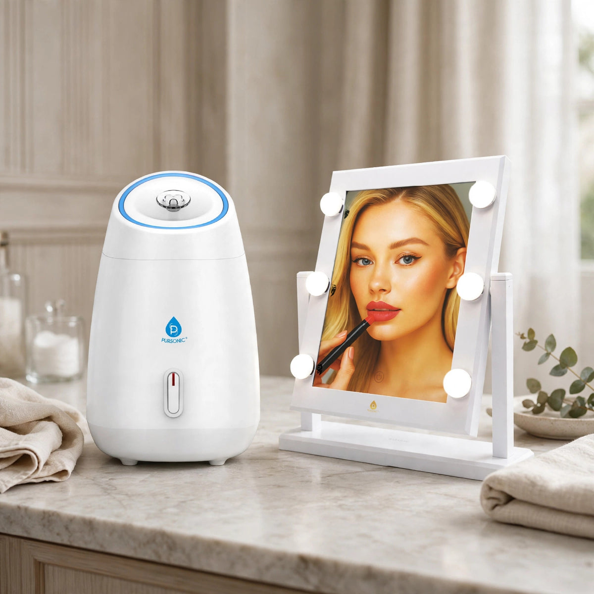 14in LED Vanity Mirror + Facial Steamer — Duo